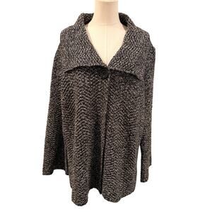 JM Collection Gray Marled Knit Cardigan Sweater Women 3X Cozy Workwear Plus Size